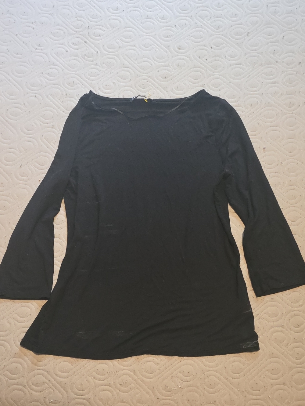 Cable & Gauge Black Long Sleeve Boatneck Top